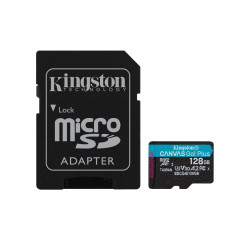 Kingston Canvas Go Plus microSDXC Memory Card Gen4 200MB/s A2 U3 V30 128GB Card - Adapter-SDCG4/128GB
