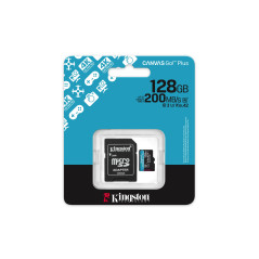 Kingston Canvas Go Plus microSDXC Memory Card Gen4 200MB/s A2 U3 V30 128GB Card - Adapter-SDCG4/128GB