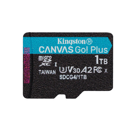 Kingston Canvas Go Plus microSDXC Memory Card Gen4 200MB/s A2 U3 V30 1TB Single Pack w/o ADP Card only-SDCG4/1TBSP