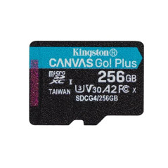 Kingston Canvas Go Plus microSDXC Memory Card Gen4 200MB/s A2 U3 V30 256GB Single Pack w/o ADP Card only-SDCG4/256GBSP