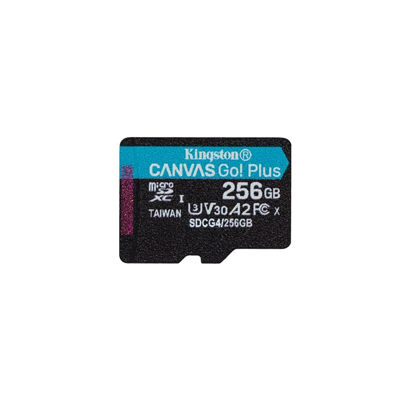 Kingston Canvas Go Plus microSDXC Memory Card Gen4 200MB/s A2 U3 V30 256GB Single Pack w/o ADP Card only-SDCG4/256GBSP Kingston Canvas Go Plus microSDXC Memory Card Gen4 200MB/s A2 U3 V30 256GB Single Pack w/o ADP Card only-SDCG4/256GBSP