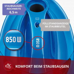 MPM Aspirateur avec sac MOD-53 - 1,5 l - 850 W - Portée 6,5 m - Pour tapis et sols durs
