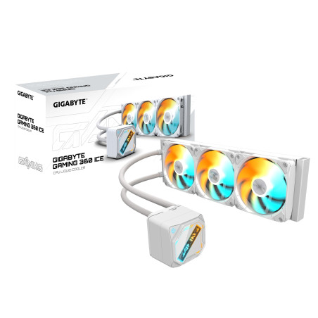 GIGABYTE Gaming 360 Ice Refroidisseur Liquide pour CPU - 3x120 mm Ventilateurs ARGB, Mécanisme d'emboîtement Coulissant, Daisy-C