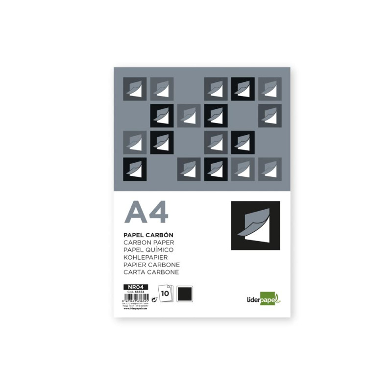 Papier carbone Liderpapel noir taille DIN A4 sachet de 10 feuilles