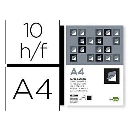 Papier carbone Liderpapel noir taille DIN A4 sachet de 10 feuilles