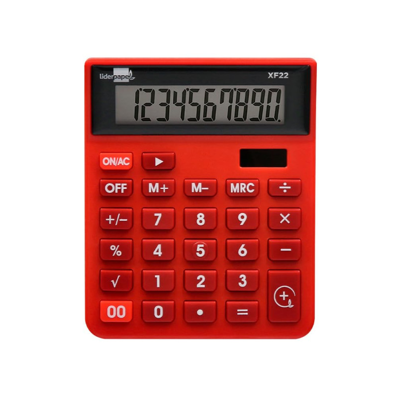 Calculatrice Liderpapel XF22 10 Chiffres Solaire et Piles Couleur Rouge 127 x 105 x 24 mm Calculatrice Liderpapel XF22 10 Chiffres Solaire et Piles Couleur Rouge 127 x 105 x 24 mm