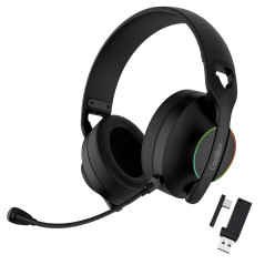 CoolBox WB01 Casque de Gaming sans Fil avec Microphone Amovible pour PS5, PS4, Switch, PC. Connexion sans Fil 2,4 GHz avec Adapt
