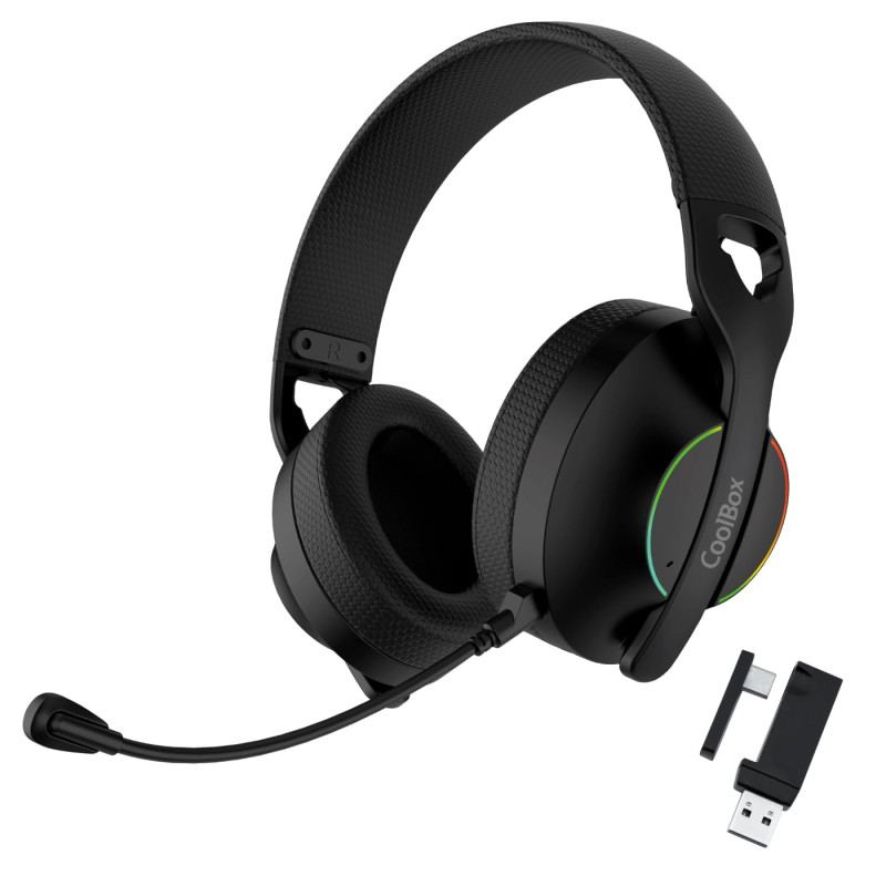 CoolBox WB01 Casque de Gaming sans Fil avec Microphone Amovible pour PS5, PS4, Switch, PC. Connexion sans Fil 2,4 GHz avec Adapt CoolBox WB01 Casque de Gaming sans Fil avec Microphone Amovible pour PS5, PS4, Switch, PC. Connexion sans Fil 2,4 GHz avec Adapt