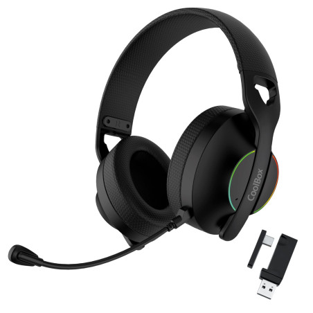 CoolBox WB01 Casque de Gaming sans Fil avec Microphone Amovible pour PS5, PS4, Switch, PC. Connexion sans Fil 2,4 GHz avec Adapt