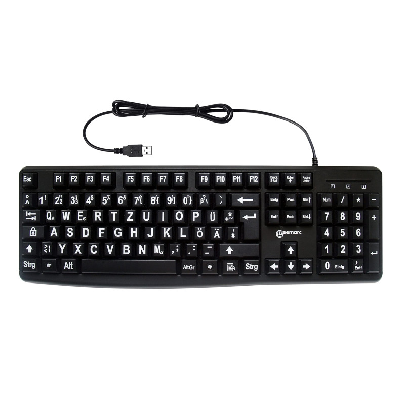 Geemarc KBSV3_BLK_GE Clavier USB Allemand, QWERTZ, Windows® Noir Extragroße Tasten Geemarc KBSV3_BLK_GE Clavier USB Allemand, QWERTZ, Windows® Noir Extragroße Tasten