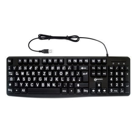 Geemarc KBSV3_BLK_GE Clavier USB Allemand, QWERTZ, Windows® Noir Extragroße Tasten