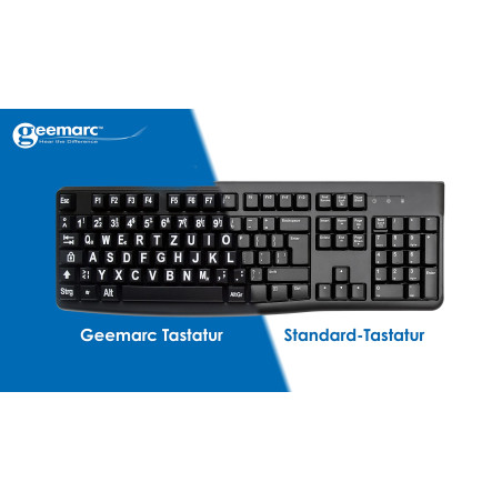 Geemarc KBSV3_BLK_GE Clavier USB Allemand, QWERTZ, Windows® Noir Extragroße Tasten
