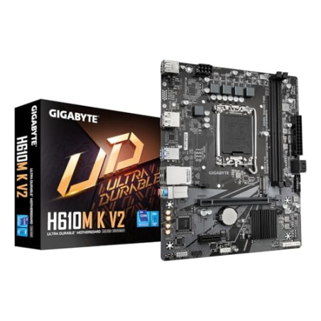 GIGABYTE H610M K V2 Carte mère - Processeurs Intel Core 14ᵉ génération, jusqu'à 5600 MHz DDR5, 1xPCIe 3.0 M.2, LAN 1GbE, USB 3.2