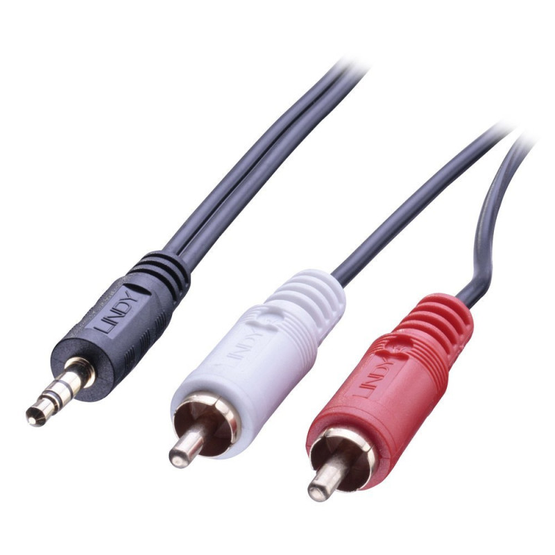 Lindy Câble audio Premium 2 x RCA (Cinch) mâle vers jack 3,5mm mâle, 5m Lindy Câble audio Premium 2 x RCA (Cinch) mâle vers jack 3,5mm mâle, 5m