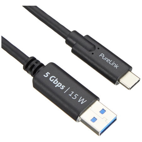 PureLink Câble USB-C vers USB-A, USB 3.1 Gen 1 avec transfert de données 5 GO/s, noir, 1,50 m