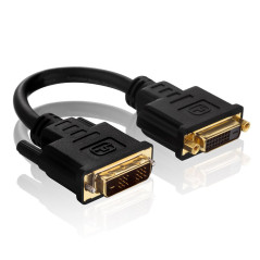 PureLink PI070 Adaptateur PureInstall High Speed DVI/DVI, Prise mâle DVI-D (18+1) vers Prise Femelle DVI-D (24+1), Longueur 0,1 