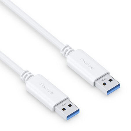 PureLink Câble USB-A vers USB-A, USB 3.1 Gen 1 avec transfert de données 5 GO/s, blanc, 1,00 m