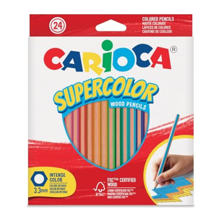 Carioca Crayons Hexagonal Supercolor - 24 Pcs