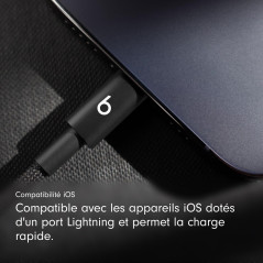 Beats USB-C vers Lightning Câble tissé , charge rapide, durable/anti-nœuds, chargeur compatible pour les appareils Apple à port 