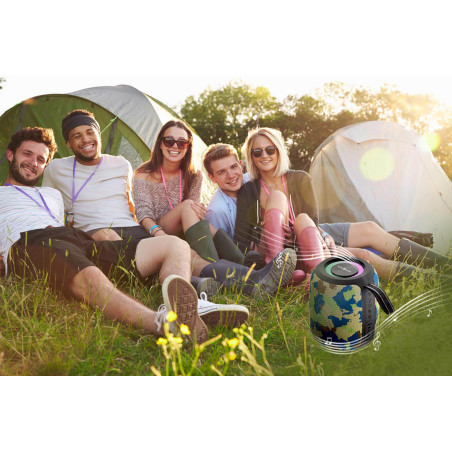 Gembird GMB-Audio Enceinte Bluetooth Portable LED Camo Edition - Effets Lumineux RGB, Son Stéréo TWS, Lecture USB & MicroSD, App