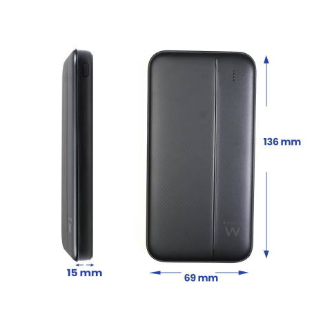 EWENT Power Bank EW1161 Thin 10000mAh PD 22.5W - Chargeur Rapide, Ultra Mince, Charge simultanée de 3 appareils, Compatible avec