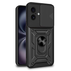 Cool Coque pour iPhone 16 avec Anneau Dur Noir