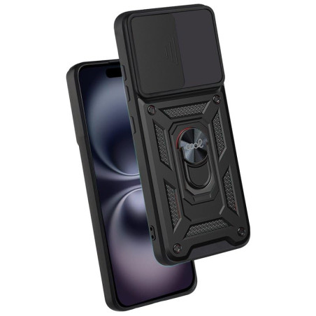 Cool Coque pour iPhone 16 avec Anneau Dur Noir