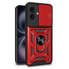 Cool Coque pour iPhone 16 avec Anneau Dur Rouge