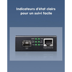 Cudy MC220 Convertisseurs de Supports Gigabit Ethernet RJ45 vers SFP Gigabit Ethernet Gigabit pour Gigabit, Prise en Charge 1000