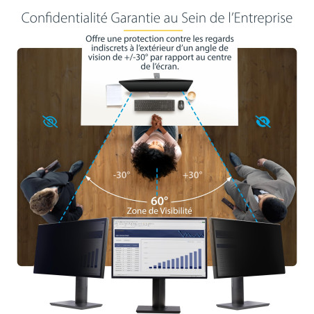 StarTech.com Filtre de Confidentialité pour Écran d'Ordinateur 24 Pouces 16:9, Filtre Acrylique Suspendu, Installation Rapide, P
