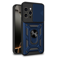 Cool Coque Rigide pour iPhone 16 Pro, avec Anneau Bleu Marine