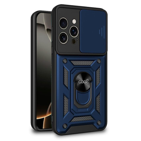 Cool Coque Rigide pour iPhone 16 Pro, avec Anneau Bleu Marine
