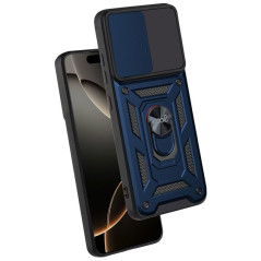 Cool Coque Rigide pour iPhone 16 Pro, avec Anneau Bleu Marine