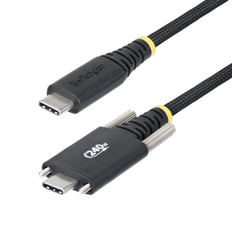 StarTech.com Câble de Charge USB-C de 2m, Verrouillage par Vis Latérale, 240W (5A) PD EPR, Câble USB 2.0 Robuste, USB-IF StarTech.com Câble de Charge USB-C de 2m, Verrouillage par Vis Latérale, 240W (5A) PD EPR, Câble USB 2.0 Robuste, USB-IF