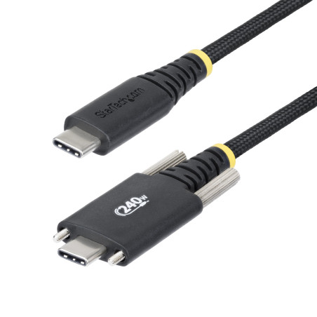 StarTech.com Câble de Charge USB-C de 2m, Verrouillage par Vis Latérale, 240W (5A) PD EPR, Câble USB 2.0 Robuste, USB-IF