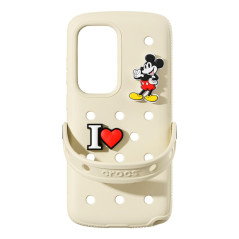 Samsung Crocs Coque en Silicone Galaxy S25 Ultra, 2 Charms Jibbitz Originaux Inclus, Beige