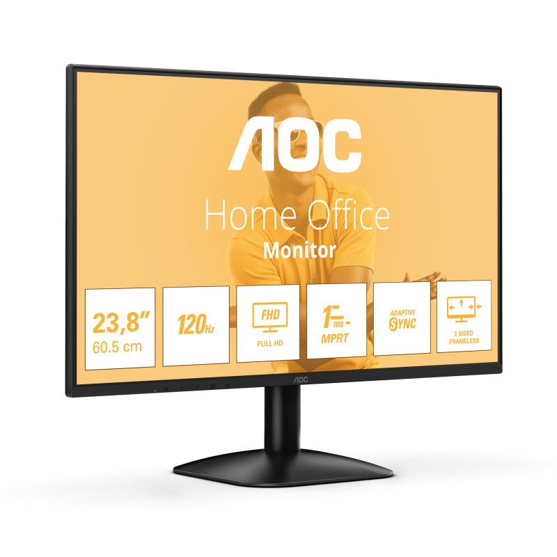 AOC 24B31H - Moniteur Full HD 24 Pouces, 120 Hz, synchronisation d'image adaptative (1920x1080, 1x D-Sub, 1x HDMI 1.4) Noir AOC 24B31H - Moniteur Full HD 24 Pouces, 120 Hz, synchronisation d'image adaptative (1920x1080, 1x D-Sub, 1x HDMI 1.4) Noir