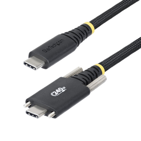 StarTech.com Câble de Charge USB-C de 3m, Verrouillage par Vis Latérale, 240W (5A) PD EPR, Câble USB 2.0 Robuste, USB-IF