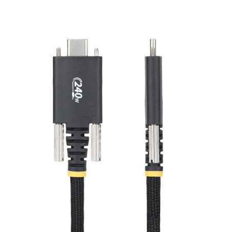 StarTech.com Câble de Charge USB-C de 3m, Verrouillage par Vis Latérale, 240W (5A) PD EPR, Câble USB 2.0 Robuste, USB-IF