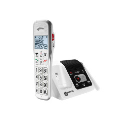 Geemarc Amplidect 595 SOS Pro - Téléphone Amplifié sans Fil et Son Médaillon d’Appel d’Urgence avec Répondeur et Grosses Touches