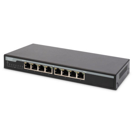 DIGITUS Commutateur réseau PoE - 8 ports - Gigabit Ethernet - non administré - 8x ports RJ45 - budget PoE 135W - 10/100/1000 Mbi