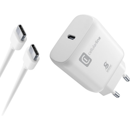 Cellularline - Super Fast Charger Kit 25W - Chargeur Secteur pour Appareils Samsung Compatibles avec 25W Super Fast Charge Power