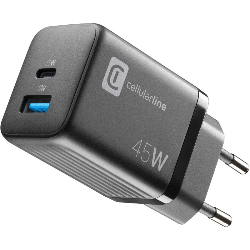 Cellularline | Chargeur Secteur Multipower Micro | Super Fast Charger 45 W avec 2 Ports USB-C avec Technologie Gan – Compatible Cellularline | Chargeur Secteur Multipower Micro | Super Fast Charger 45 W avec 2 Ports USB-C avec Technologie Gan – Compatible