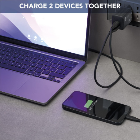 Cellularline | Chargeur Secteur Multipower Micro | Super Fast Charger 45 W avec 2 Ports USB-C avec Technologie Gan – Compatible 