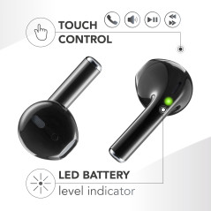 Music Sound, Spark, Écouteurs TWS, Bluetooth, sans Fil, écran LED, Temps de Jeu 30 Heures, Paire Automatique, Commandes tactiles