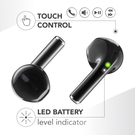 Music Sound, Spark, Écouteurs TWS, Bluetooth, sans Fil, écran LED, Temps de Jeu 30 Heures, Paire Automatique, Commandes tactiles