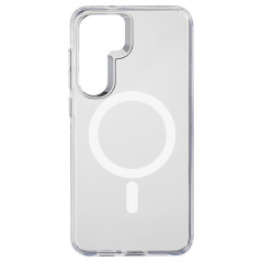 Cellularline - Gloss Mag - Compatible avec Galaxy S25 - Coque magnétique - Compatible avec la Charge sans Fil MagSafe - Transpar