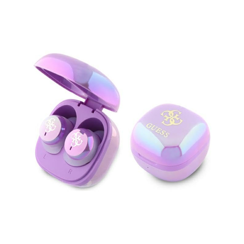 CG Mobile Guess Casque Bluetooth TWS + Iridescent 4G Logo imprimé Violet CG Mobile Guess Casque Bluetooth TWS + Iridescent 4G Logo imprimé Violet