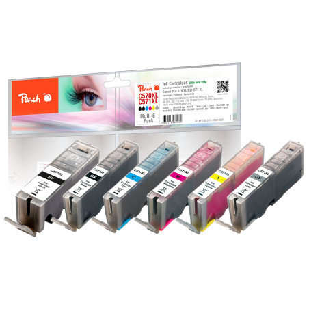 PEACH PI100-313 CARTUCHO DE TINTA CANON PGI-570XL/CLI-571XL MULTI-6-PACK FOTO NEGRO, FOTOS CIAN, FOTOS GRIS, FOTO MAGENTA, AMARI