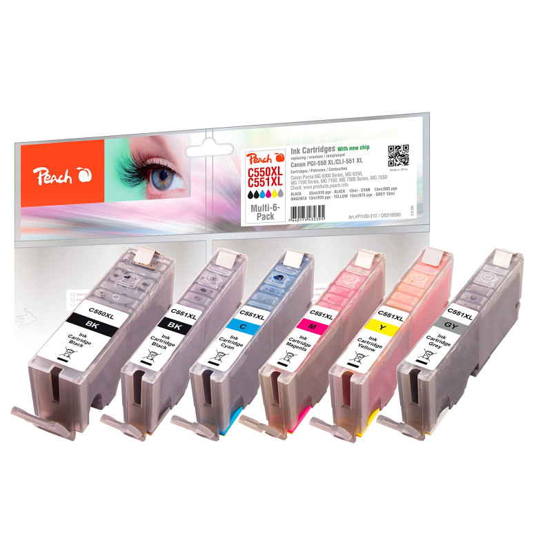 PEACH PI100-312 CARTUCHO DE TINTA FOTO PGI-550XL/CLI-551XL MULTI-6-PACK NEGRO, FOTOS CIAN, FOTOS GRIS, FOTO MAGENTA, AMARILLO PA PEACH PI100-312 CARTUCHO DE TINTA FOTO PGI-550XL/CLI-551XL MULTI-6-PACK NEGRO, FOTOS CIAN, FOTOS GRIS, FOTO MAGENTA, AMARILLO PA